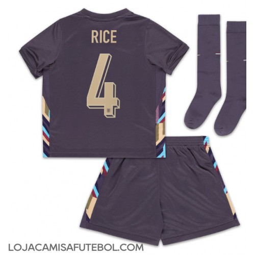 Camisa de Futebol Inglaterra Declan Rice #4 Equipamento Secundário Infantil Europeu 2024 Manga Curta (+ Calças curtas)